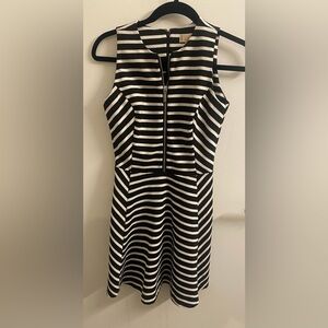 Michael Kors Black and White Striped Dress